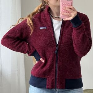 Patagonia Burgundy Fleece Zip-Up Hoodie
